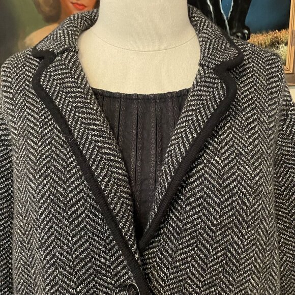 Talbots Black & White Merino Wool Plus Petite Herringbone Blazer Jacket Size 3XP - Picture 2 of 7